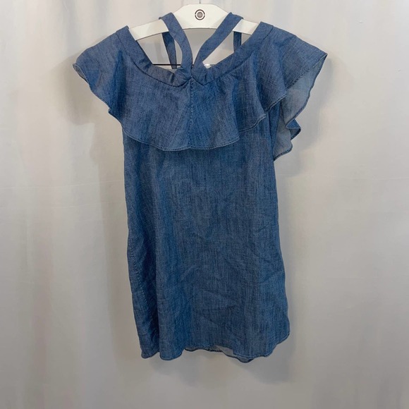 Alice + Olivia Alexia Off-Shoulder Halter Tie Ruffle Top Chambray Mini Dress XS. - Picture 3 of 8